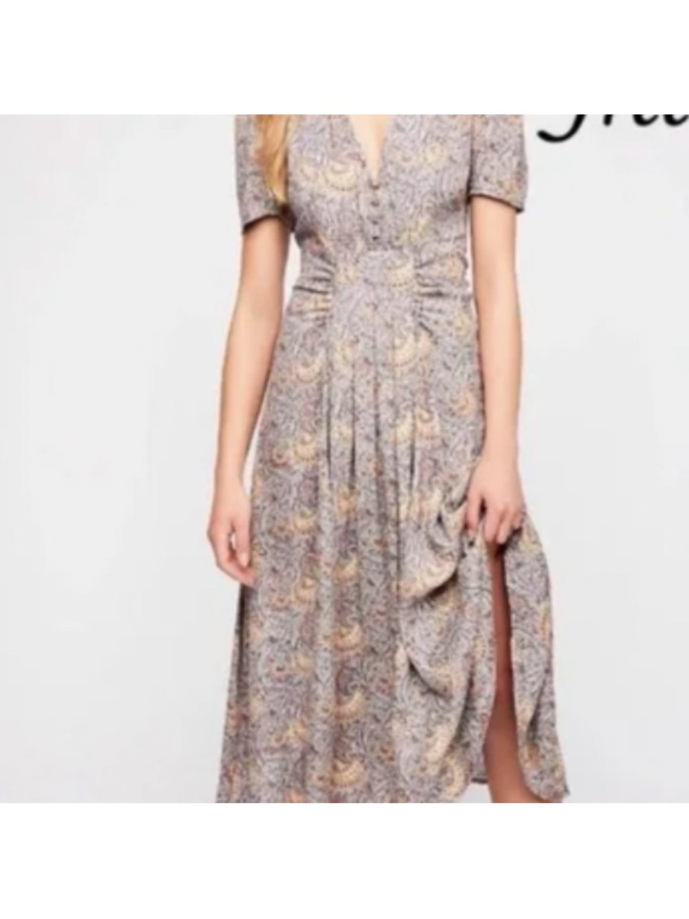 Free People Paisley print Button-Front Midi Dress 14